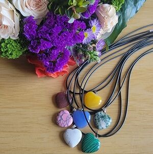 Handcrafted Multi Heart Stone Necklaces Set Of 7